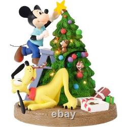 New PRECIOUS MOMENTS DISNEY Figurine MICKEY PLUTO CHIP DALE Christmas Tree LED