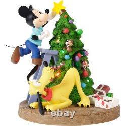 New PRECIOUS MOMENTS DISNEY Figurine MICKEY PLUTO CHIP DALE Christmas Tree LED