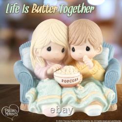 New PRECIOUS MOMENTS Figurine LIFE IS BUTTER TOGETHER Love Couple Popcorn TV