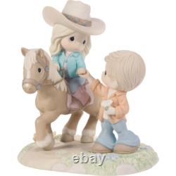 New PRECIOUS MOMENTS Figurine LOVE LEEDS THE WAY Cowgirl Horse Ride Couple LTD