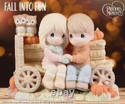 New PRECIOUS MOMENTS Figurine PUMPKIN PATCH Corn Farm Wagon Owl Fall Love LTD