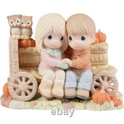 New PRECIOUS MOMENTS Figurine PUMPKIN PATCH Corn Farm Wagon Owl Fall Love LTD