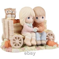New PRECIOUS MOMENTS Figurine PUMPKIN PATCH Corn Farm Wagon Owl Fall Love LTD