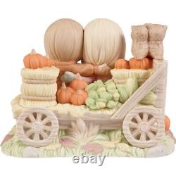 New PRECIOUS MOMENTS Figurine PUMPKIN PATCH Corn Farm Wagon Owl Fall Love LTD