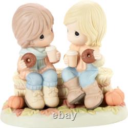 New PRECIOUS MOMENTS Figurine PUMPKIN SPICE LATTE Friends Sisters Donut Coffee