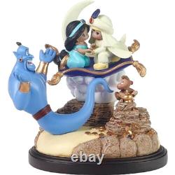 New PRECIOUS MOMENTS Musical Figurine ALADDIN Jasmine Genie Abu Music Box