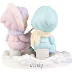 New PRECIOUS MOMENTS Porcelain Figurine ICE FISHING Parka Love Couple Winter