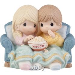 New PRECIOUS MOMENTS Porcelain Figurine POPCORN LOVE COUPLE Watch TV on Couch