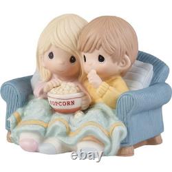 New PRECIOUS MOMENTS Porcelain Figurine POPCORN LOVE COUPLE Watch TV on Couch