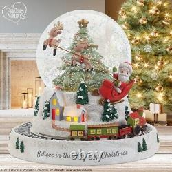 New PRECIOUS MOMENTS Rotating Musical LED Snow Water Globe CHRISTMAS SANTA