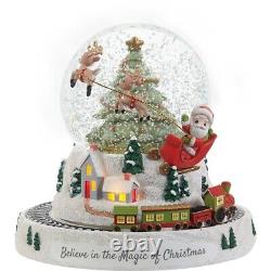New PRECIOUS MOMENTS Rotating Musical LED Snow Water Globe CHRISTMAS SANTA