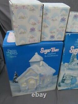 New Precious Moments Complete 6 Piece Christmas Set Sugar Town Schoolhouse