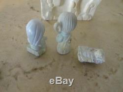 PRECIOUS MOMENTS 16 PIECE MINI PEWTER NATIVITY SET with WALL & TREE SET 1989 Butch