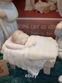 PRECIOUS MOMENTS Figurine Set NATIVITY O Come Let Us Adore Him 4 Piece Box Tags