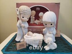 PRECIOUS MOMENTS Figurine Set NATIVITY O Come Let Us Adore Him 4 Piece Box Tags