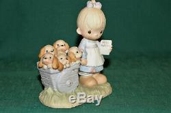 PRECIOUS MOMENTS GOD LOVETH A CHEERFUL GIVER orig 21 girl/puppies. Must have