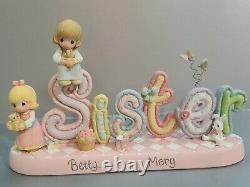 PRECIOUS MOMENTS VERY RARE! ALPHABET LETTERS SISTER Betty Mary Enesco BANNER