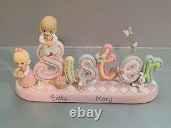 PRECIOUS MOMENTS VERY RARE! ALPHABET LETTERS SISTER Betty Mary Enesco BANNER
