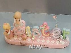 PRECIOUS MOMENTS VERY RARE! ALPHABET LETTERS SISTER Betty Mary Enesco BANNER
