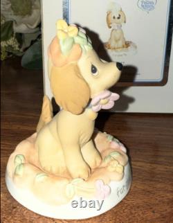 Precious Moments #133037 Fur-Give Me Cute Dog With a Flower In Mouth Rare