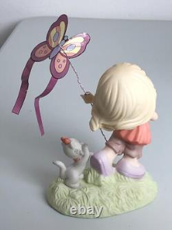 Precious Moments #143024 You Lift My Spirits Girl and Kitten withButterfly Kite