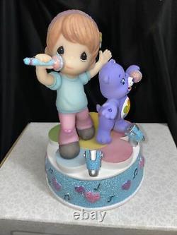 Precious Moments 163102 Purple CARE BEARS Harmony Bear & Girl MUSIC BOX New