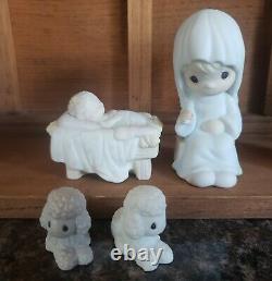 Precious Moments 1986 Large Nativity Come Let Us Adore Him Manger Stable Creche