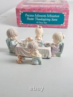 Precious Moments 1991 Miniature Pewter Figurine Set THANKSGIVING DINNER TIME