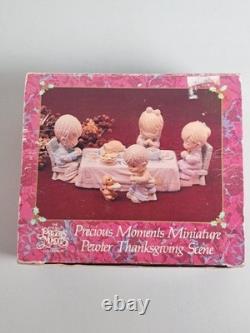 Precious Moments 1991 Miniature Pewter Figurine Set THANKSGIVING DINNER TIME