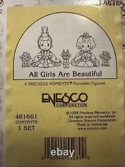 Precious Moments 1998 All Girls Are Beautiful With Black Lacquer Display Board