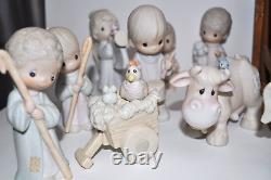 Precious Moments 22 piece Porcelain Figurines 1979-1994+ Wood & Straw Stable