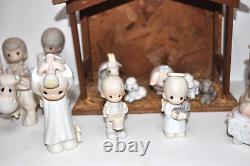 Precious Moments 22 piece Porcelain Figurines 1979-1994+ Wood & Straw Stable