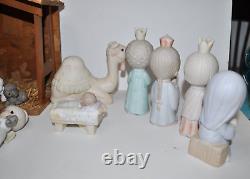 Precious Moments 22 piece Porcelain Figurines 1979-1994+ Wood & Straw Stable