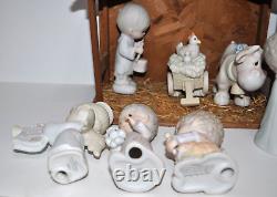 Precious Moments 22 piece Porcelain Figurines 1979-1994+ Wood & Straw Stable