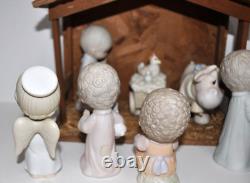 Precious Moments 22 piece Porcelain Figurines 1979-1994+ Wood & Straw Stable