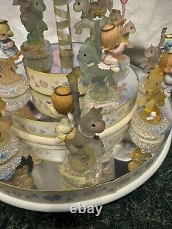 Precious Moments 3 Tier Mirrored Carousel with 12 figurines 2002 Enesco RARE