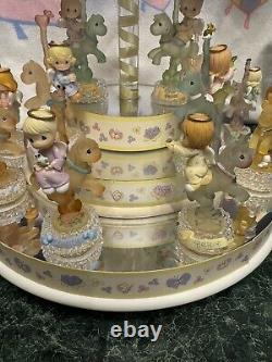 Precious Moments 3 Tier Mirrored Carousel with 12 figurines 2002 Enesco RARE