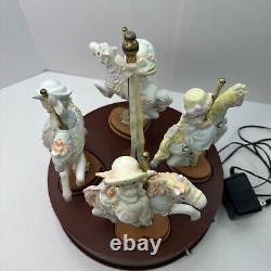 Precious Moments 4004186 PMI 2005 Set Of 4 Horses Carousel Music Box Hand Paint