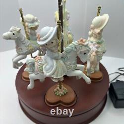 Precious Moments 4004186 PMI 2005 Set Of 4 Horses Carousel Music Box Hand Paint