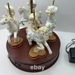 Precious Moments 4004186 PMI 2005 Set Of 4 Horses Carousel Music Box Hand Paint