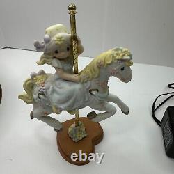 Precious Moments 4004186 PMI 2005 Set Of 4 Horses Carousel Music Box Hand Paint