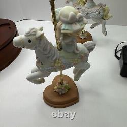 Precious Moments 4004186 PMI 2005 Set Of 4 Horses Carousel Music Box Hand Paint
