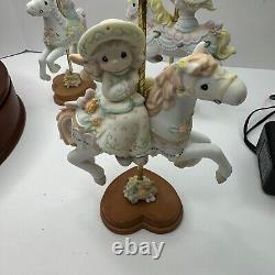 Precious Moments 4004186 PMI 2005 Set Of 4 Horses Carousel Music Box Hand Paint