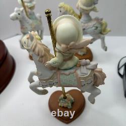 Precious Moments 4004186 PMI 2005 Set Of 4 Horses Carousel Music Box Hand Paint