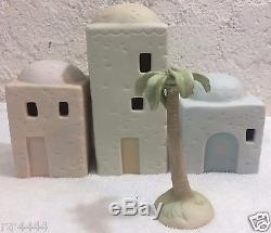 Precious Moments 4 Piece Mini Nativity Accessory 3 Buildings 1 Palm Tree E-2387