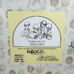Precious Moments 9 Pc 104523 Dealer 9 Inch Come Let Us Adore Him Nativity-1986