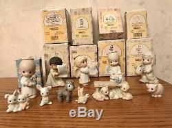 Precious Moments Addition to the Mini Nativity figurines Lot of 8, + Bunnies fig