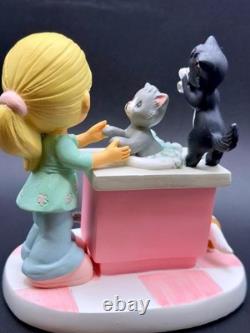 Precious Moments Adorable Cat Lover Girl Playing with Kittens by Sink