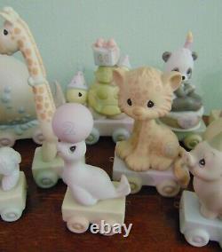 Precious Moments Birthday Train 0-13 lot of 14 ceramic figurines