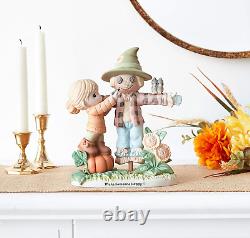 Precious Moments Bisque Porcelain Girl with Scarecrow Figurine, Multi